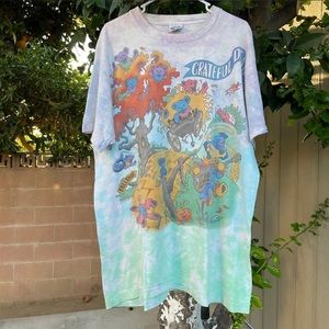 Vintage Rare 1993 Grateful Dead Liquid Blue Rise and Fall Tour Band Tee